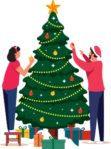 Наряжают новогоднюю ёлку